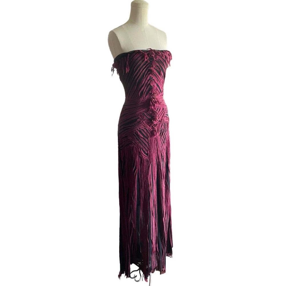 RARE Beatriz Camacho Black Sangria Strapless Column Gown Avant Garde Dress US 8